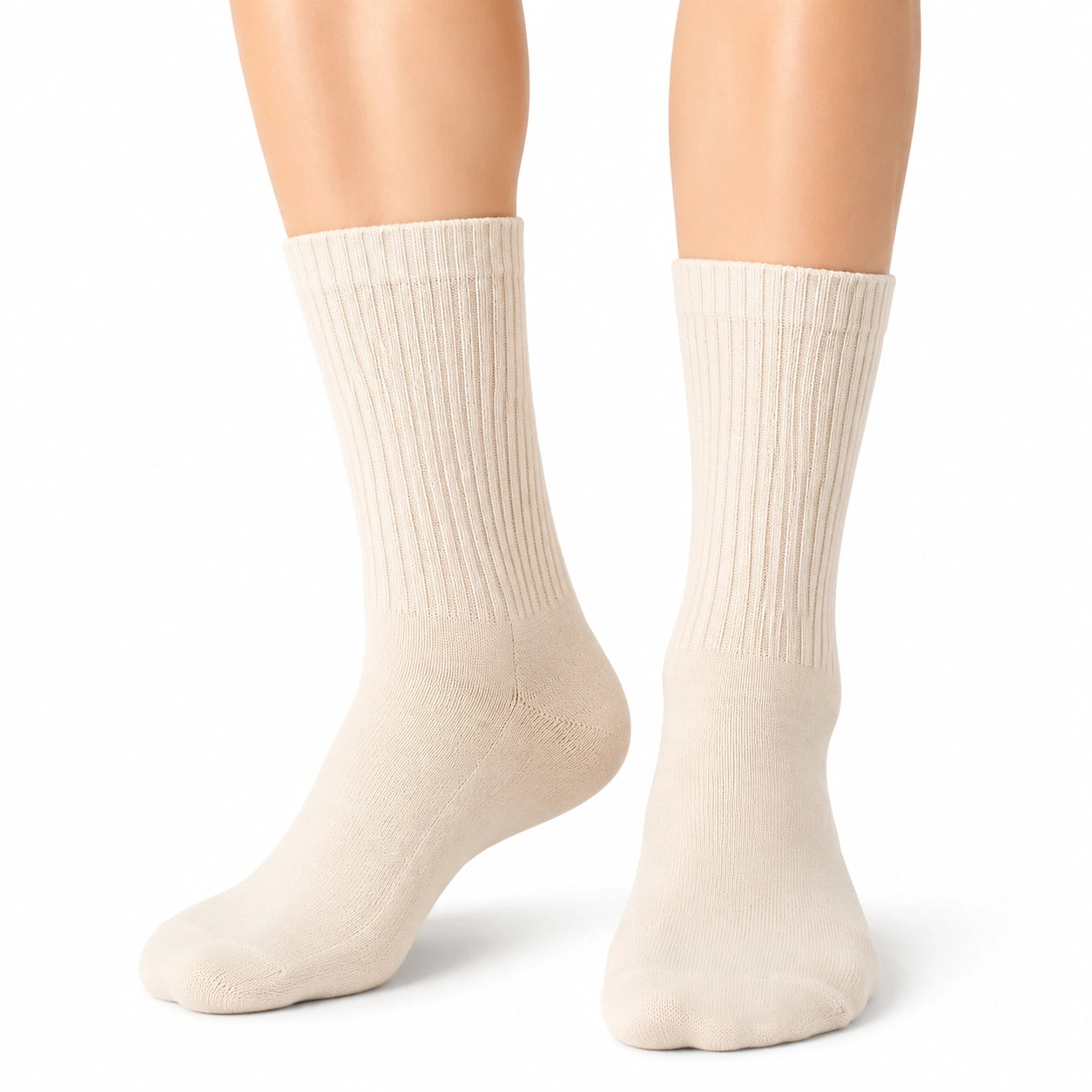 Socken Größe 35-38 in Creme mit Rippstrick für den Alltag
