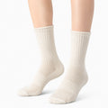 Socken Größe 35-38 aus Textil in Creme mit Rippstrick für Alltag