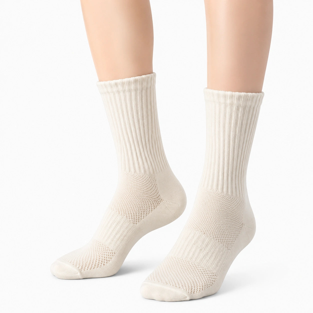 Socken Größe 35-38 aus Textil in Creme mit Rippstrick für Alltag