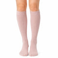Kniestrümpfe Größe 35-38 Textil Rosa gerippt für Alltag