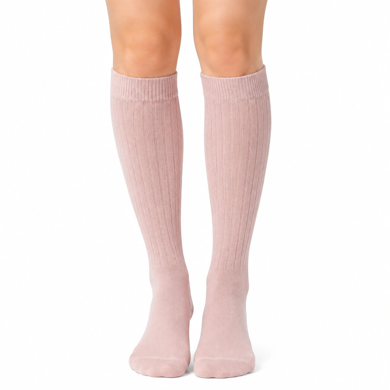 Kniestrümpfe Größe 35-38 Textil Rosa gerippt für Alltag