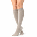 Kniestrümpfe Größe 35-38 Beige in Rippstrick mit geripptem Bündchen