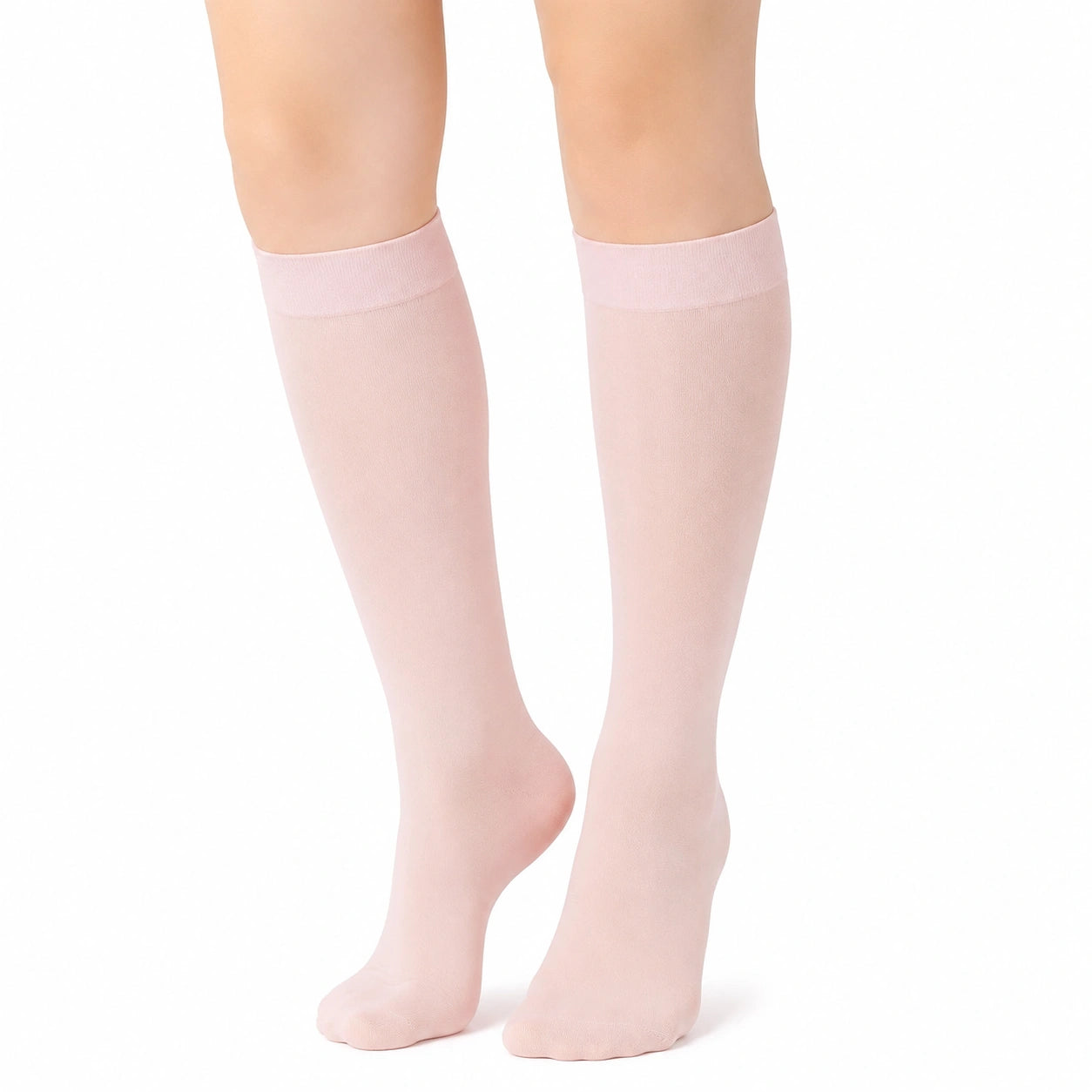 Kniestrümpfe 35-38 aus Textil Rosa schlicht