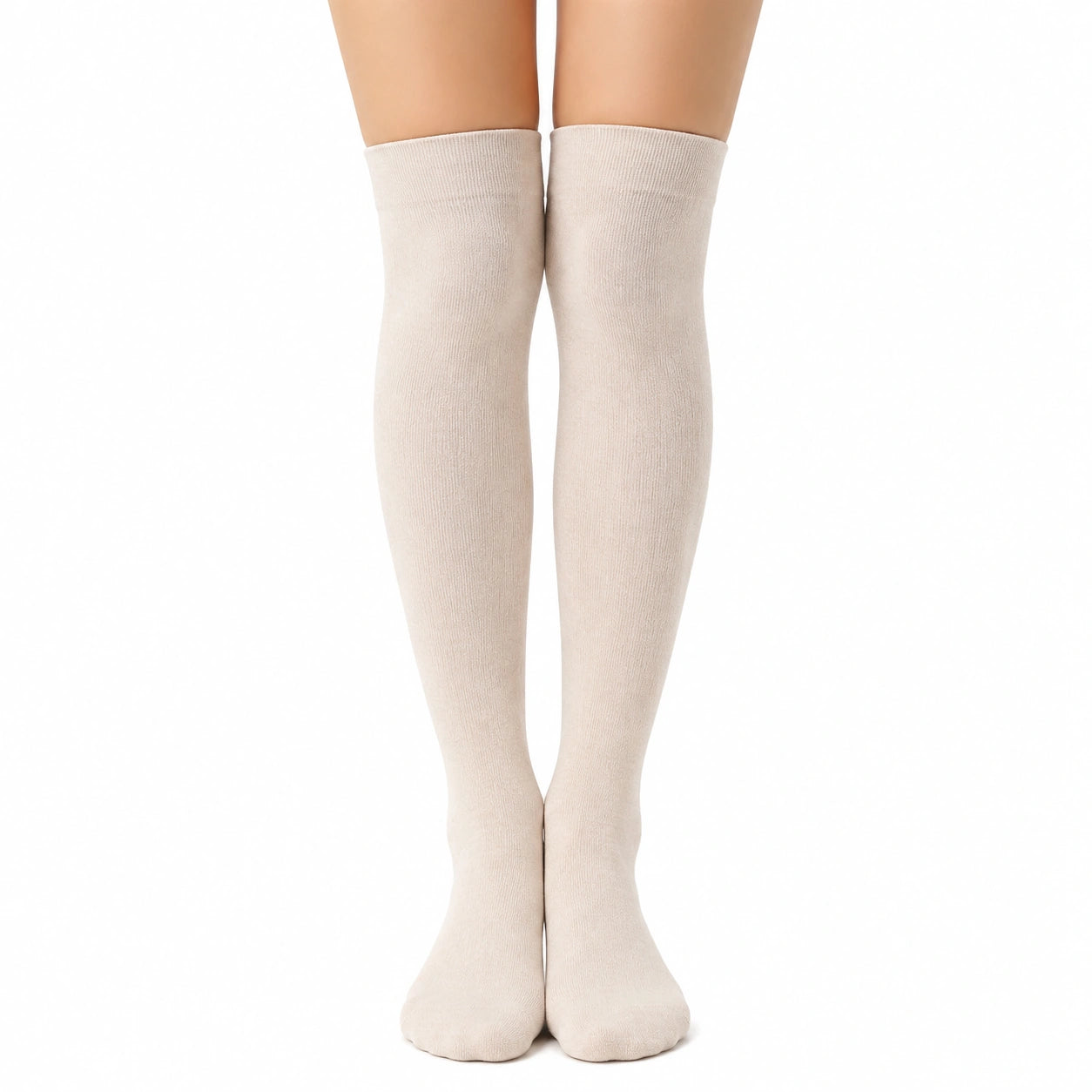 Kniestrümpfe 35-38 aus Strickmaterial Beige für Alltag