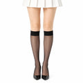 Damen Kniestrümpfe Größe 39-42 transparent schwarz mit breitem Bündchen
