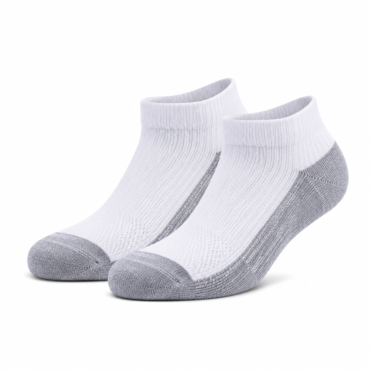 Sneakersocken 35-38 aus Textilstrick Weiß Grau mit geripptem Bund