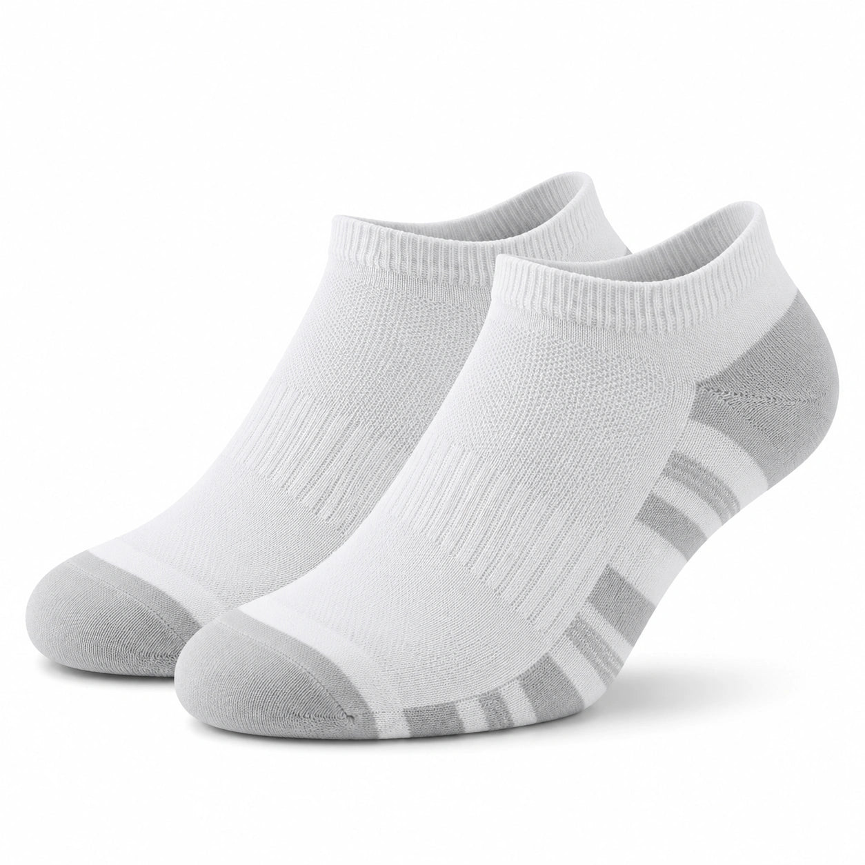 Sneakersocken 39-42 aus Stricktextil in Weiß Grau mit geripptem Bund