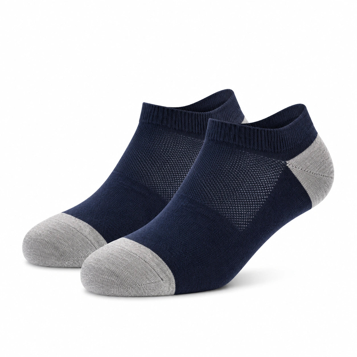 Sneakersocken Größe 35-38 aus Textil in Dunkelblau Grau mit atmungsaktiver Strickstruktur