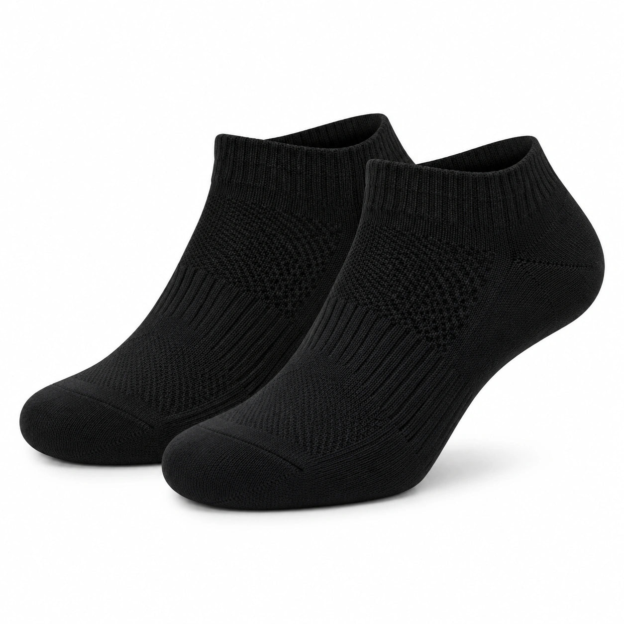 Sneakersocken 43-46 aus schwarzem Stricktextil mit geripptem Bund